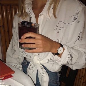 Line drawing button up shirt size small